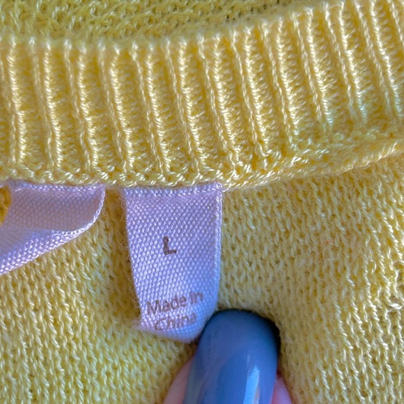 Soft Surroundings Sweater Womens Large Yellow Textured Floral Lightweight - Picture 5 of 10